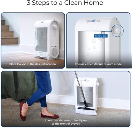EyeVac Pet Touchless Vacuum Automatic Dustpan - Ultra Fast & Powerful - Great for Sweeping Cat Dog Pet Hair Food Dirt Kitchen, Corded Canister Vacuum, Bagless, Automatic Sensors, 1400 Watt (White) - Image 3