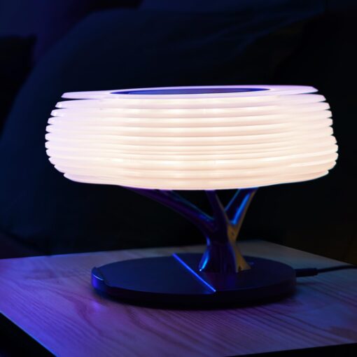 MODIRNATION Bonsai Modern LED Bedside Smart Table Lamp with Built-in TWS Bluetooth Speaker and Qi Wireless Charger for Home and Office, Stepless Dimming with Sleep Mode (Clouds) - Image 5