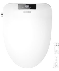 XCQQ Bidet Toilet Seat Round, Bidet with Warm Water and Air Dryer, Heated Toilet Seat, Multiple Spray Modes for Family Members, Self Cleaning Nozzle, Night Light, Remote Control