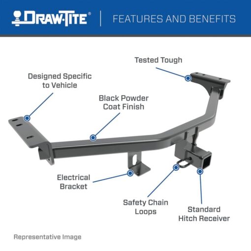 Draw-Tite 75908 Class 3 Trailer Hitch, 2 Inch Square Receiver, Compatible with 2019-2020 Hyundai Santa Fe, 2016-2020 KIA Sorento w/I4 and w/V6 Engine. - Image 7