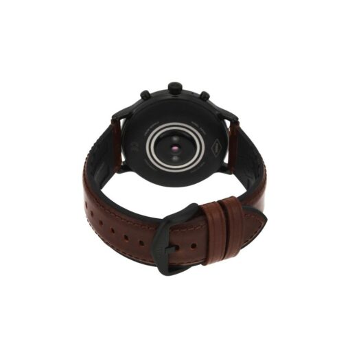 Fossil 44mm Gen 5 Carlyle Stainless Steel and Leather Touchscreen Smart Watch, Color: Black, Brown (Model: FTW4026) - Image 5