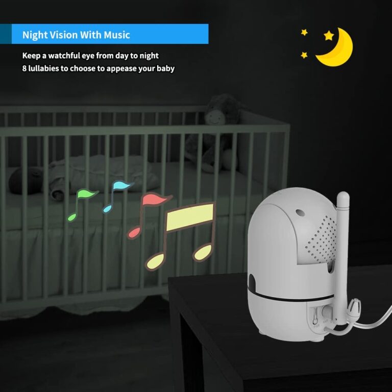 HelloBaby HB6550 5" Baby Monitor 4 Cameras No WiFi, 26-Hour Battery, Pan-Tilt-Zoom, 1000ft Range Video Audio Baby Monitor, ECO, Night Vision, 2-Way Talk, 8 Lullabies and Temperature, Ideal Gifts - Image 2