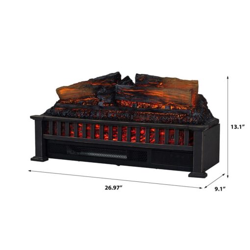 Country Living Electric Fireplace Logs, 27” LED Electric Fireplace Inserts with Infrared Heater, Electric Heater Heats up to 1000 Sq. Ft., Remote Controlled Infrared Heaters for Indoor Use, Black - Image 2