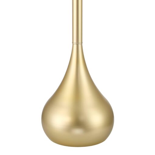 Possini Euro Design Moderne Mid Century Modern 62" Tall Standing Floor Lamp Droplet Foot Switch Metal Soft Gold Finish Living Room Bedroom House Reading Office Home Decor Entryway White Drum Shade - Image 3