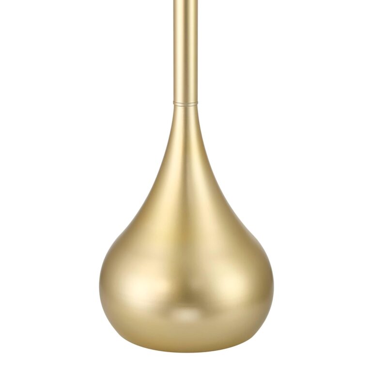 Possini Euro Design Moderne Mid Century Modern 62" Tall Standing Floor Lamp Droplet Foot Switch Metal Soft Gold Finish Living Room Bedroom House Reading Office Home Decor Entryway White Drum Shade - Image 3