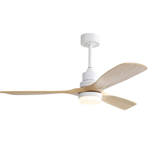 Sofucor Low Profile Ceiling Fan With Lights Remote Control 52 Inch Flush Mount Ceiling Fan Modern Wood Blade Fan For Bedroom Living Room Indoor Outdoor Farmhouse Patio, Noiseless DC Motor - Image 2