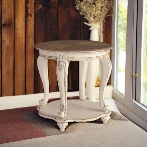 Signature Design by Ashley Realyn French Country Two Tone Round End Table, Chipped White - Image 5