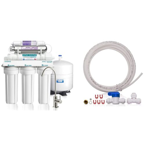APEC Water Systems ROES-PHUV75 Essence Series Top Tier Alkaline Mineral and Ultra-Violet UV Sterilizer 75 GPD 7-Stage Ultra Safe Reverse Osmosis Drinking Water Filter System | Ice Maker Kit for Reverse Osmosis Systems