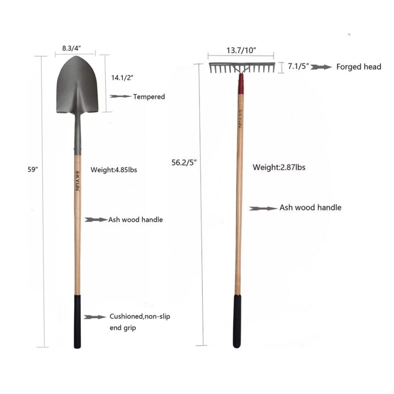 KYLIN Landscaping Shovel Rake Tools Set Heavy Duty Yard Digging Shovels Garden Hoe Long Ash Handle Forged Scraper Bush Hook for Professional-Grade 8 Pieces Lawn Tools - Image 5