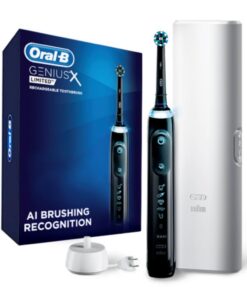 Oral-B Genius X Limited Rechargeable Electric Toothbrush with 1 Replacement Brush Head, Travel Case, Midnight Black