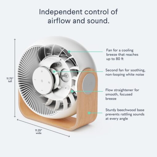 SNOOZ Breez 2-in-1 Smart Bedroom Table Fan & White Noise Machine - Smooth, Powerful Air - Adjustable White Noise - Remote Control, Scheduling, & Smart Features via App - Image 5