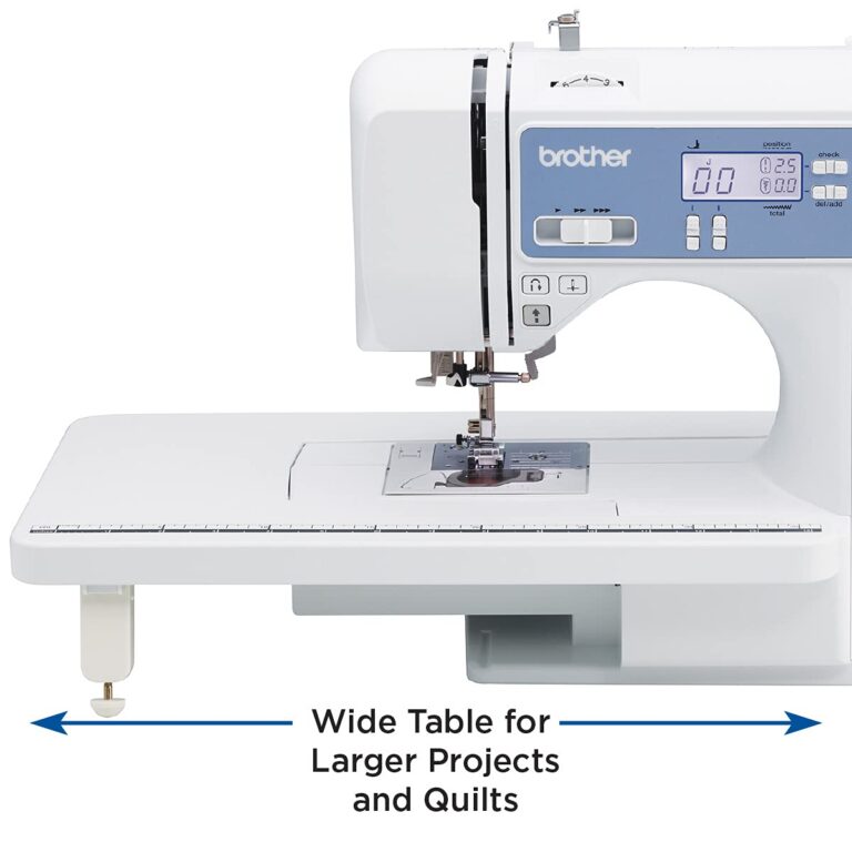 Brother Sewing and Quilting Machine, Computerized, 165 Built-in Stitches, LCD Display, Wide Table, 8 Included Presser Feet, White, 20x12x17 - Image 8