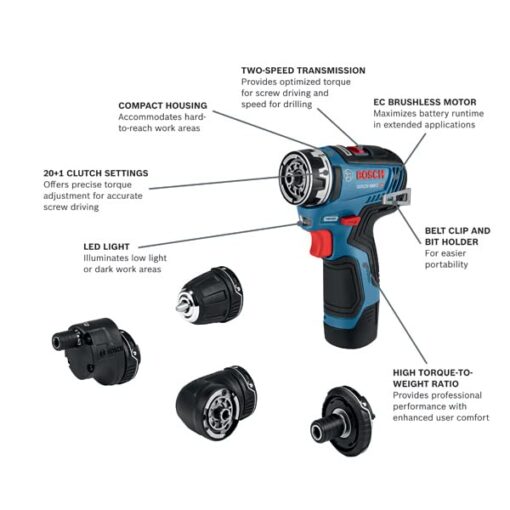 BOSCH GXL12V-270B22 12V Max 2-Tool Combo Kit with Chameleon Drill/Driver Featuring 5-In-1 Flexiclick® System and Starlock® Oscillating Multi-Tool - Image 18