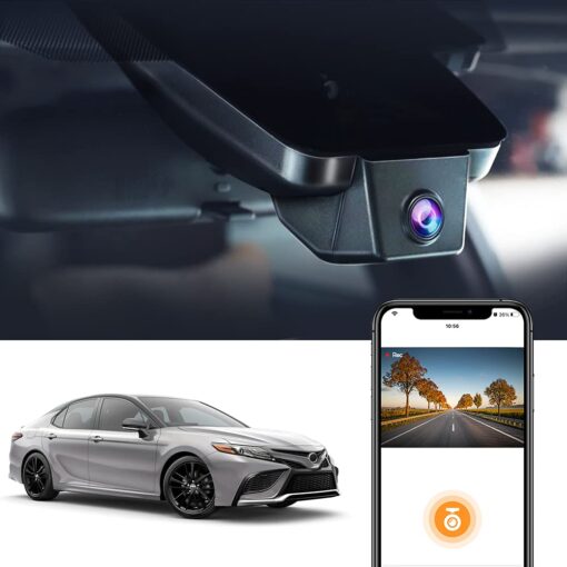 Fitcamx 4K Dash Cam Suitable for Toyota Camry 2021 2022 2023 2024 LE L XLE TRD XSE SE Hybrid (Gen8/XV70), OEM Look, 2160P UHD Video， WiFi & APP, Loop Recording, G-Sensor, Easy to Use, 64GB Card