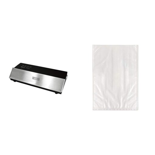 Weston 65-0501-W Professional Advantage Vacuum Sealer, 11", Stainless Steel and Black & Weston 30-0102-W 11” x 16” Vacuum Seal Bags, gallon Size, 100 Count