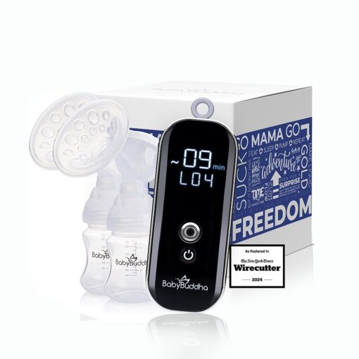 BabyBuddha Breast Pump 2.0, Primary & Portable with 3 Modes & 21 Levels of Control (Soft Stimulation Mode) Electric Hands Free Breast Milk Pump, Hospital Grade (22 to 24mm Flange)