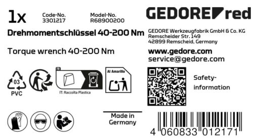 GEDORE - R68900200 RED Torque Wrench 1/2 40-200Nm l.485mm - Image 2