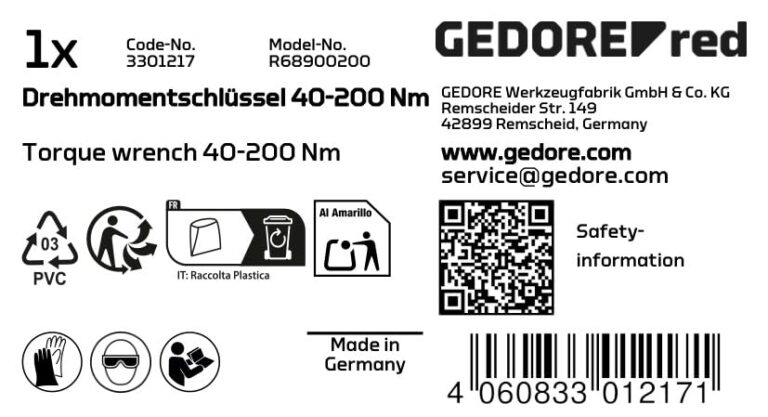GEDORE - R68900200 RED Torque Wrench 1/2 40-200Nm l.485mm - Image 2