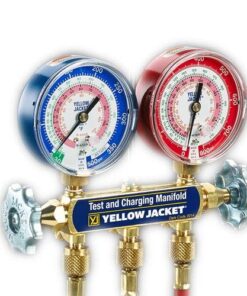 Yellow Jacket 42034 Series 41 Manifold with 3-1/8" Color-Coded Gauges, psi, R-22/404A/410A