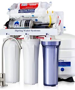 iSpring RCC7P-AK, 6-Stage Reverse Osmosis System Under Sink Alkaline Water Filter and Pump, RO Drinking Water Filtration System, Patented Top-Mounted Faucet Design for Easy Installation
