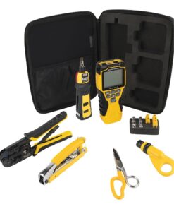 Klein Tools VDV001819 Tool Set, Cable Installation Test Set with Crimpers, Scout Pro 3 Cable Tester, Snips, Punchdown Tool, Case, 6-Piece