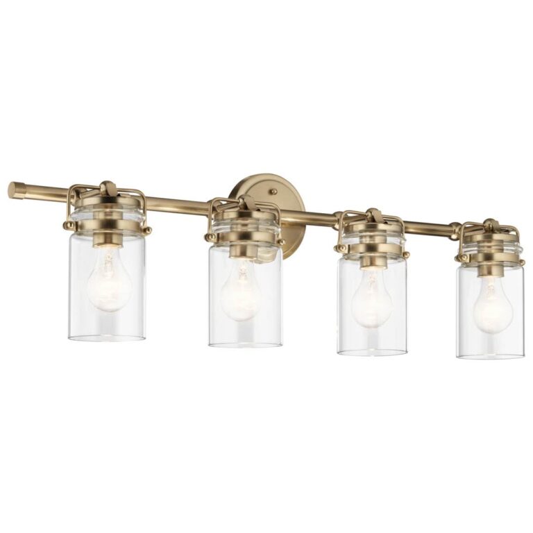 Kichler Brinley 4 Light Vanity Light with Clear Glass in Champagne Bronze, (32.5" W x 10.25" H), 45690CPZ