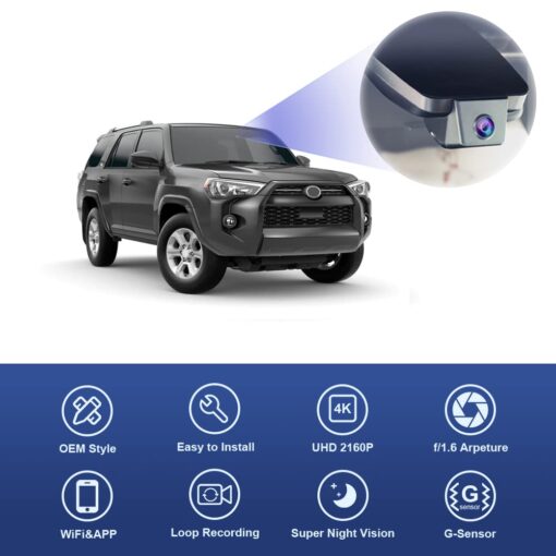Fitcamx 4K Dash Cam Suitable for Toyota 4Runner 2020-2024 TRD Sport Limited Pro Off-Road Venture SR5 Premium, OEM Look, 2160P UHD Video, WiFi&APP, G-Sensor, Loop Recording, Easy to Use, 64GB Card - Image 5