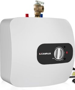 CAMPLUX Electric Tank Water Heater 6.5 Gallons, Point of Use Instant Mini Hot Water Heater 120V 1440W, Wall or Floor Mounted, Plug-in to Easier Using with Adjustable Thermostat, Save Time, UL Listed