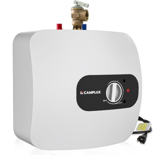 CAMPLUX Electric Tank Water Heater 6.5 Gallons, Point of Use Instant Mini Hot Water Heater 120V 1440W, Wall or Floor Mounted, Plug-in to Easier Using with Adjustable Thermostat, Save Time, UL Listed