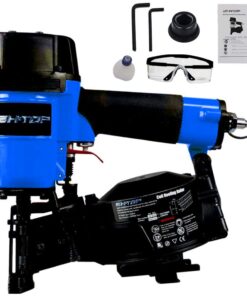 BHTOP CN45N Roofing Nailer, 15 Degree Roofing Nail Gun, 3/4-Inch to 1-3/4-Inch Coil Nails, 120-pcs Load Capacity Coil Nailer in Blue