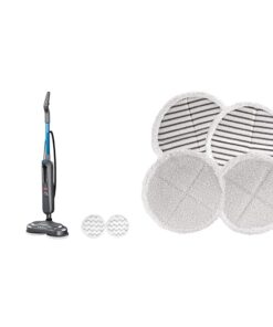 Bundle of BISSELL SpinWave SmartSteam Scrubbing Steam Mop with Rotating Mop Pads + Bissell 2124 Spinwave Mop Pad Kit Replacement Pads, White