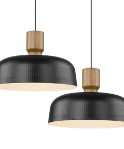 Darkaway Large Industrial Pendant Light Fixtures with Hammered Metal Shade, 2Pack Black 18.1inch Oversized Pendant Lighting for Kitchen Island Hanging Lamp Adjustable Height