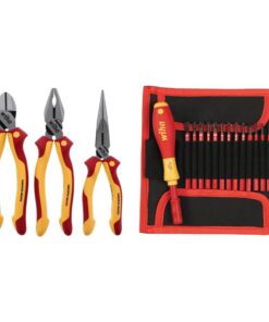 Wiha Insulated Industrial Pliers, Cutters and Interchangeable Screwdriver Set Bundle (4 Pieces)