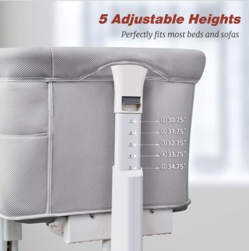 VaVaSoo Rocking Bassinet for Baby Automatic Bedside Crib Electric Baby Cradle 5 Heights Adjustable Bedside Sleeper for Infant Smart Auto Rocking Crib 3 in 1 Bassinet on Wheels, Light Grey - Image 5