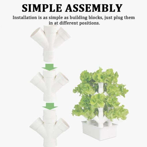 QZQHNYJ Hydroponics Growing System Kit, 16/24/32-Holes PVC-U Pipes Vertical Tower Hydroponic Gardening System Grow Kit with Water Pump, for Leafy Vegetables,16holes - Image 5