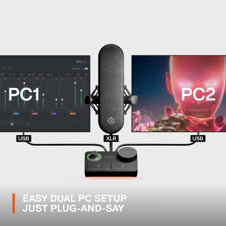 SteelSeries Alias Pro Kit — XLR Mic + Stream Mixer — 3x Bigger Capsule for Gaming, Streaming and Podcasting — USB/XLR Interface — Free Sonar Audio Software — Custom Controls — RGB — Single or Dual PC - Image 3