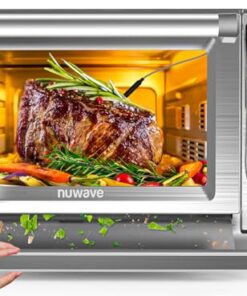 Nuwave Bravo XL Pro Air Fryer Toaster Oven, Improved 100% Super Convection, Quicker & Crispier Results, 100 Presets, Multi-Layer Even Cooking, 50-500F, Smart Probe, PFAS Free, 30QT, Stainless Steel