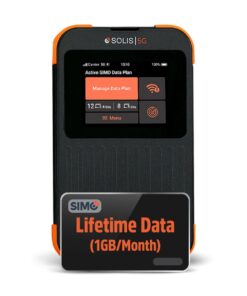 SIMO Solis 5G WiFi Mobile Hotspot Device, Portable WiFi for Travel in 140+ Countries, No SIM Card or Contract Required, Multi-Carrier Network Wireless Access Point, 16 Devices, 1GB/Month Lifetime Data