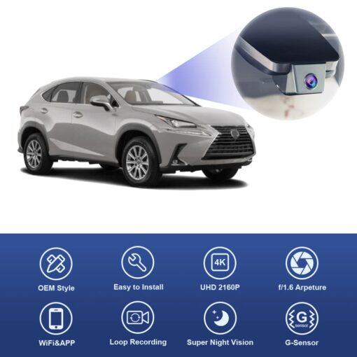 Fitcamx 4K Dash Cam Suitable for Lexus NX 2018 2019 2020 2021 350 300 Sport 250 F Premium, OEM Factory Style, UHD 2160P Video, Loop Recording, Built-in WiFi & APP, Parking Mode, Plug & Play, 64GB Card - Image 5