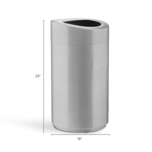 Safco Open Top Trash Can, 14 Gallon Stainless Steel Modern Garbage Can for Indoor Use, Silver - Image 2