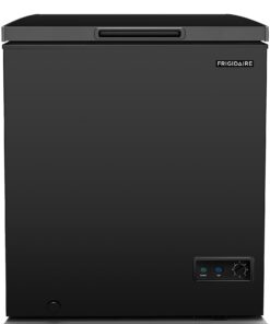 FRIGIDAIRE EFRF5003-BLACK Chest Deep Freezer-Garage-Ready, 5.0 Cu. Ft. Capacity, Black-Adjustable Thermostat-Removable Vinyl Coated Wire Basket-Easy Defrost Drain