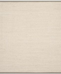 Safavieh Natural Fiber Collection Area Rug - 7' Square, Marble/Khaki, Geometric Design, Ideal for High Traffic Areas in Living Room, Bedroom, Dining (NF143E)