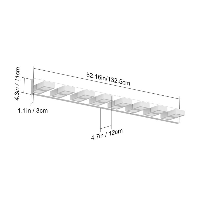 Ralbay 52" Modern Chrome Vanity Lights 8 Lights Acrylic Stainless Steel LED Vanity Light Fixtures Chrome Bathroom Lighting Over Mirror - Image 6