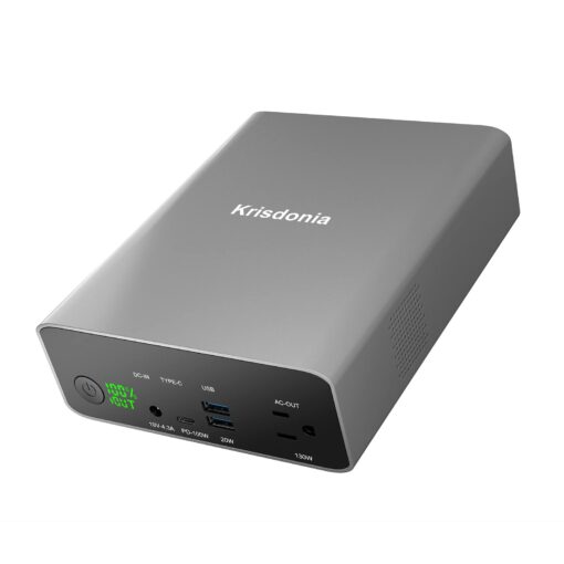 Krisdonia Portable Power Bank, 296Wh/80000mAh Portable Laptop Charger Battery Backup with 110V/130W AC Socket, PD 100W USB-C Port and 2 USB QC3.0 Ports for Outdoor Camping Trip Hunting Emergency - Image 2