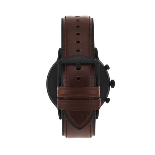 Fossil 44mm Gen 5 Carlyle Stainless Steel and Leather Touchscreen Smart Watch, Color: Black, Brown (Model: FTW4026) - Image 8