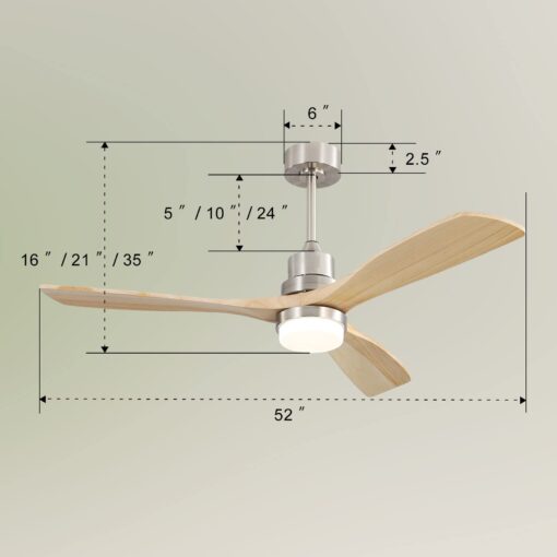 Sofucor Low Profile Ceiling Fan With Lights Remote Control 52 Inch Flush Mount Ceiling Fan Modern Wood Blade Fan For Bedroom Living Room Indoor Outdoor Farmhouse Patio, Noiseless DC Motor - Image 3