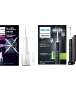 Philips Sonicare Cordless Power Flosser 3000 & ProtectiveClean 5300 Rechargeable Electric Power Toothbrush, Black, HX6423/34