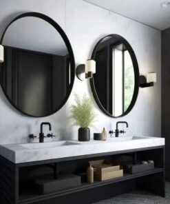 USHOWER 2-Pack Black Round Mirrors 30 Inch, Round Bathroom Mirror for Over Sink, Black Circle Mirror, Metal Frame, Bathroom Vanity Mirror for Wall Decor