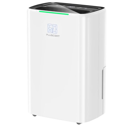 52-Pint Energy Star Dehumidifier for Basement, PLUSCENT 5000 Sq.Ft Coverage with Drain Hose, Ultra-Quiet 4 Modes, Smart Humidity Sensor & 24H Timer for Home/Bedroom/Large Rooms