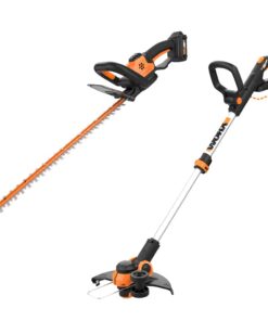 WORX WG261 20V Power Share 22-inch Cordless Hedge Trimmer, Battery and Charger Included with Cordless Grass Trimmer/Edger with Command Feed, 12" Tool ONLY